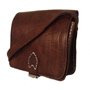 Berber Square Real Leather Saddle Bag Dark Brown Purse